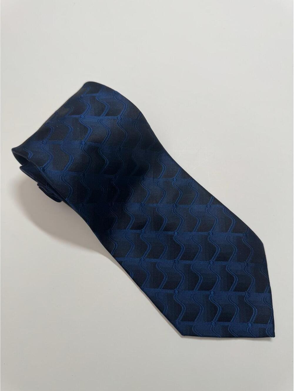 Croft & Borrow 100% Silk Wide Tie Black & Blue